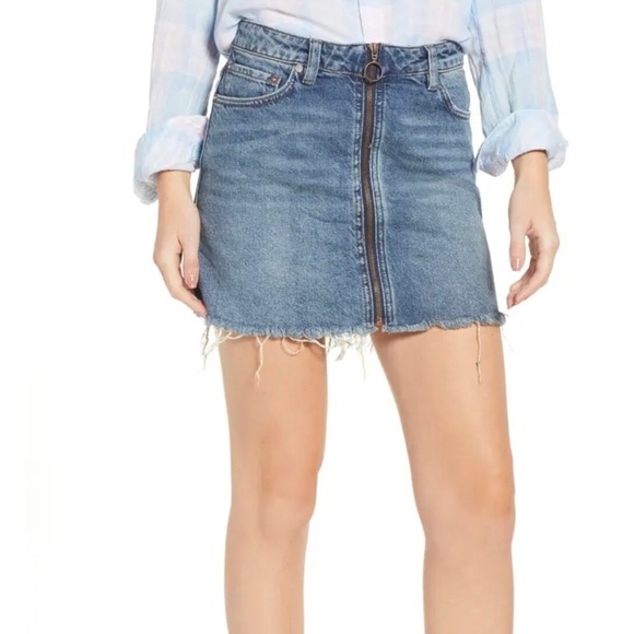 We the Free Free People Zip It Up Denim Mini Skirt - Picture 1 of 9